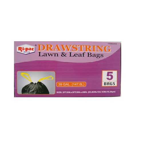 Ri-Pac Drawstring Lawn-Leag Bag 5ct 39gl - wholesale