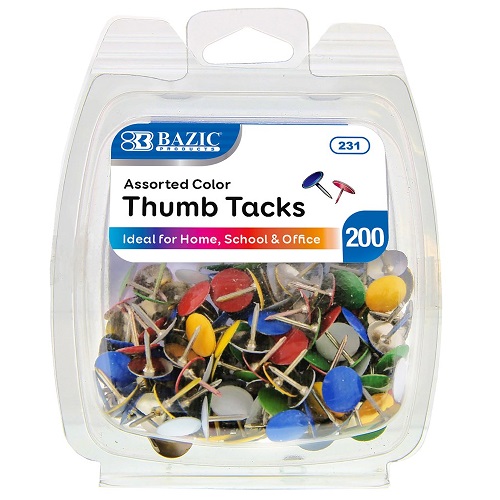 Thumb Tack Asst Clrs 200ct - wholesale