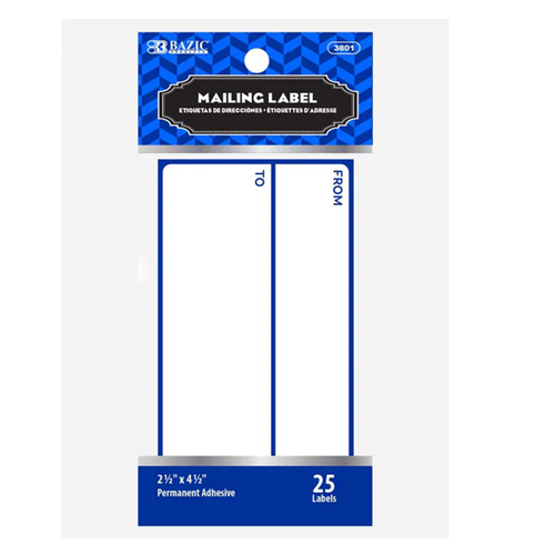 Mailing Labels 25pk 3X5 White - wholesale