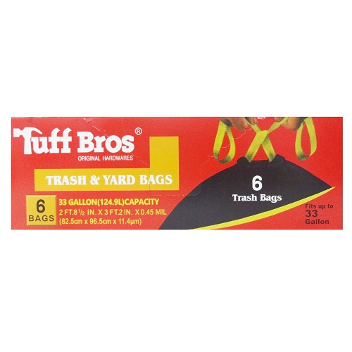 T.B Trash & Yard Bags 6ct 33 Gl Black - wholesale