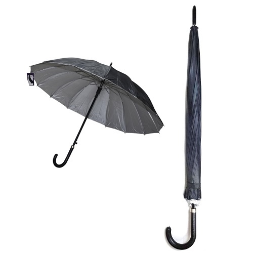 Umbrella Long Black W-Silver Lining - wholesale