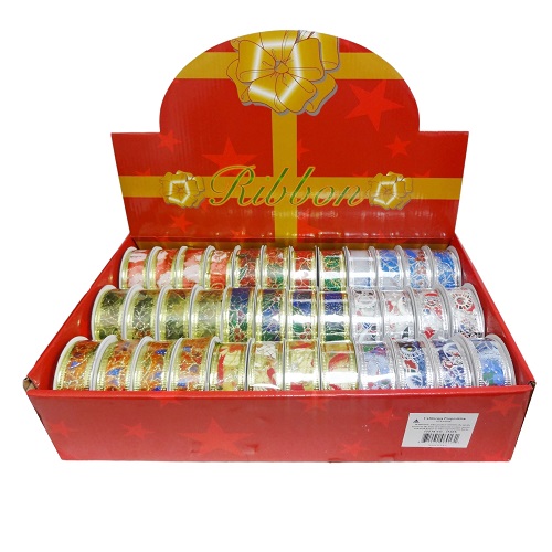 X-Mas Ribbon 2.5 X 3 Yrds Asst - wholesale