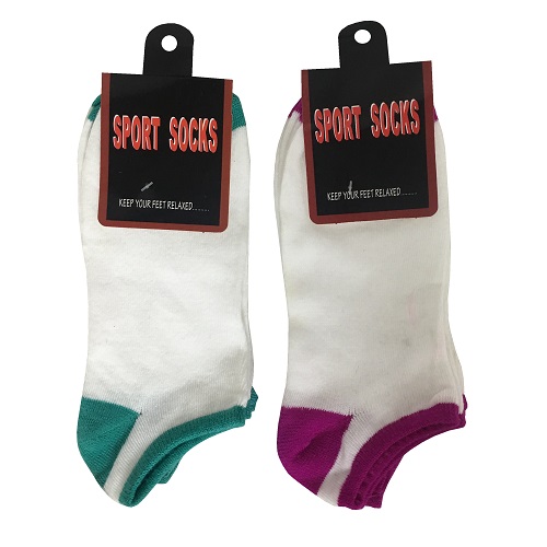 Cushion Anklet Socks 2pk 4-6 White Asst - wholesale
