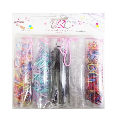 Hair Elastic Bands Tube 5pk Asst Clrs - wholesale